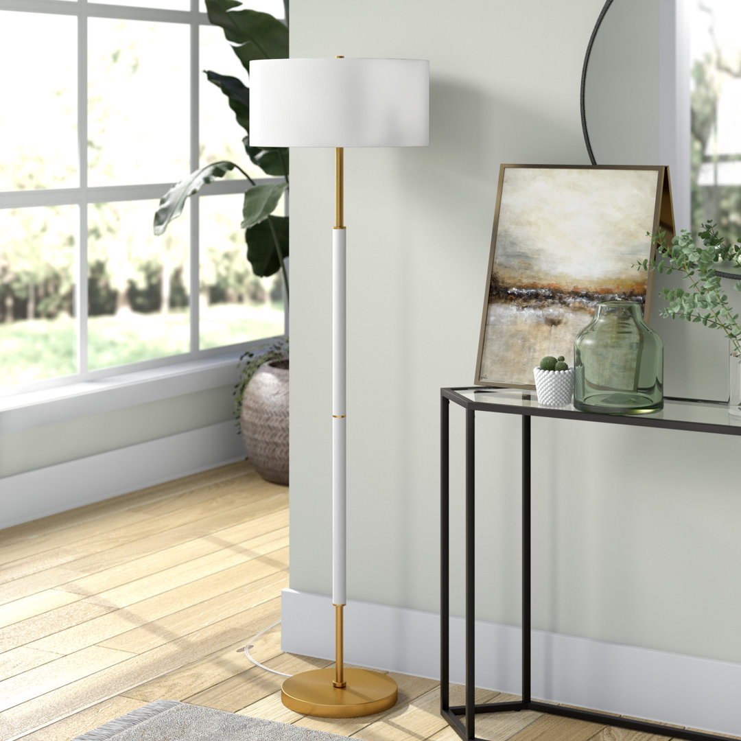 Olie 62 Inch Two-Tone Floor Lamp Fabric Drum Shade